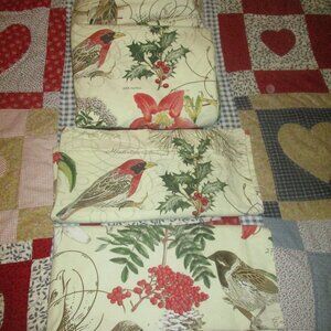 RARE Pottery Barn Amaryllis & Bird Botanical F/Q Duvet Cover & 2 Euro Shams